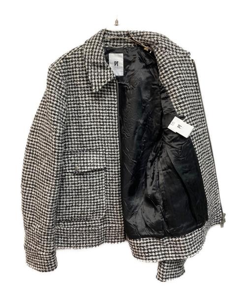 PT TORINO（ピーティートリノ）PT TORINO (ピーティートリノ) ジップアップジャケット ブラック×ホワイト サイズ:48の古着・服飾アイテム