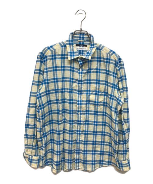 SHIPS（シップス）SHIPS (シップス) SOLOTEX(R) リネン レギュラーカラー シャツ ブルー×イエロー サイズ:Mの古着・服飾アイテム