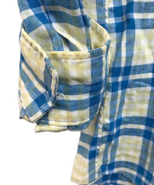 SHIPS（シップス）SHIPS (シップス) SOLOTEX(R) リネン レギュラーカラー シャツ ブルー×イエロー サイズ:Mの古着・服飾アイテム