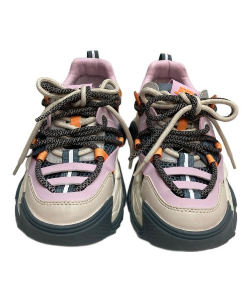 STEVE MADDEN（スティーブマデン）Steve Madden (スティーブマデン) Kingdom ボリュームソールダブルレースアップスニーカー ベージュ×ピンク サイズ:24cmの古着・服飾アイテム