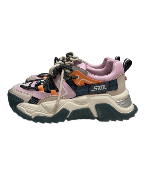 STEVE MADDEN（スティーブマデン）Steve Madden (スティーブマデン) Kingdom ボリュームソールダブルレースアップスニーカー ベージュ×ピンク サイズ:24cmの古着・服飾アイテム