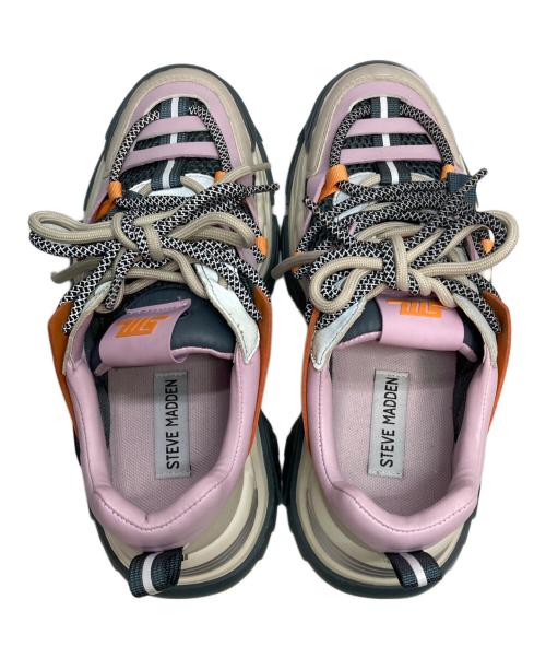 STEVE MADDEN（スティーブマデン）Steve Madden (スティーブマデン) Kingdom ボリュームソールダブルレースアップスニーカー ベージュ×ピンク サイズ:24cmの古着・服飾アイテム