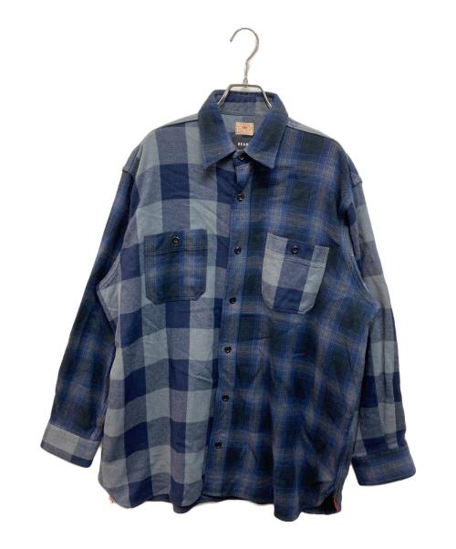 BEAMS（ビームス）BEAMS (ビームス) SUGAR CANE (シュガーケーン) 別注 Crazy Flannel Cheak Shirt ネイビー サイズ:Mの古着・服飾アイテム