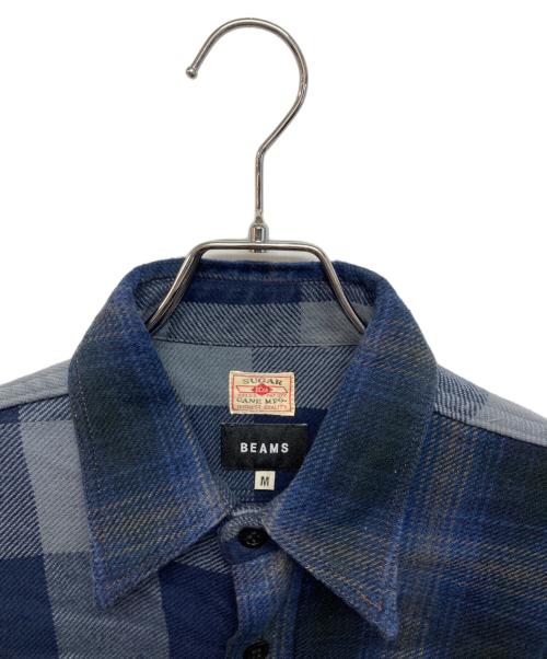 BEAMS（ビームス）BEAMS (ビームス) SUGAR CANE (シュガーケーン) 別注 Crazy Flannel Cheak Shirt ネイビー サイズ:Mの古着・服飾アイテム