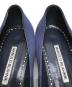 中古・古着 Manolo Blahnik (マノロブラニク) ビジューフラットサテンパンプス ネイビー サイズ:81/2：35000円