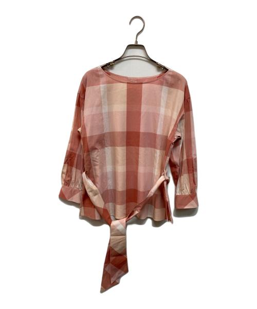 BLUE LABEL CRESTBRIDGE（ブルーレーベルクレストブリッジ）BLUE LABEL CRESTBRIDGE (ブルーレーベルクレストブリッジ) ウエストベルト付ブラウス ピンク サイズ:36の古着・服飾アイテム