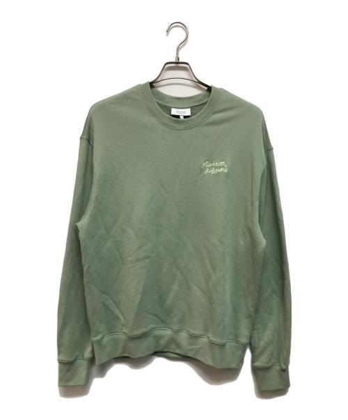maison kitsune（メゾンキツネ）MAISON KITSUNE (メゾンキツネ) ハンドライティングコンフォートスウェットシャツ グリーン サイズ:Lの古着・服飾アイテム