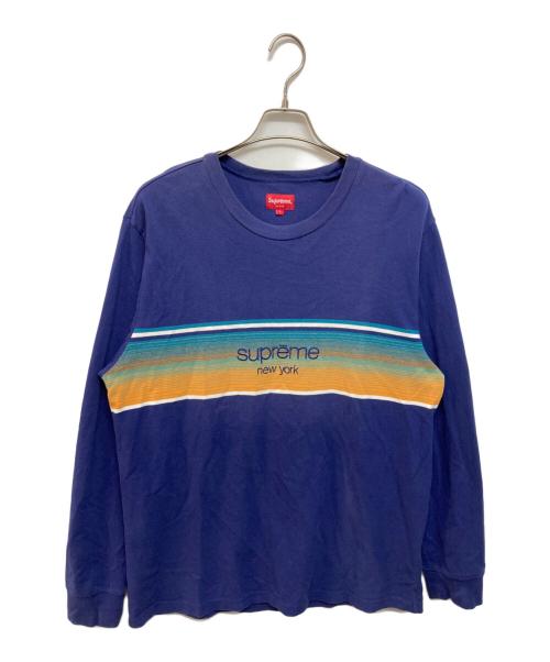 SUPREME（シュプリーム）Supreme (シュプリーム) Shadow Stripe L/S Top ネイビー サイズ:Lの古着・服飾アイテム