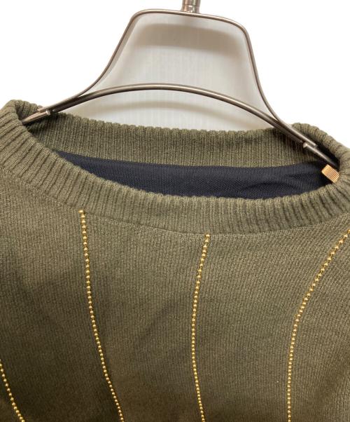 sacai（サカイ）sacai (サカイ) Chalk Stripe Knit Pullover オリーブ サイズ:1の古着・服飾アイテム