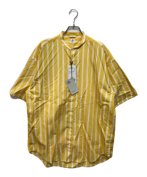 EDIFICE（エディフィス）EDIFICE (エディフィス) THOMAS MASON (トーマスメイソン) オーバーサイズ バンドカラー 半袖シャツ イエロー サイズ:Lの古着・服飾アイテム