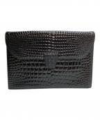 Yves Saint Laurentイヴサンローラン）の古着「クロコ型押しクラッチバッグ」｜ブラック