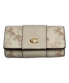 COACH（コーチ）の古着「6 リング キー ケース・ホース アンド キャリッジ プリント」｜アイボリー