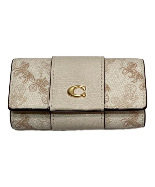 COACH（コーチ）COACH (コーチ) 6 リング キー ケース・ホース アンド キャリッジ プリント アイボリーの古着・服飾アイテム