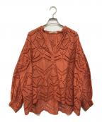 ne quittez pasヌキテパ）の古着「カットワークレースブラウス」｜オレンジ