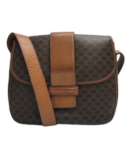 CELINE（セリーヌ）CELINE (セリーヌ) マカダム柄フラップショルダーバッグ ブラウンの古着・服飾アイテム