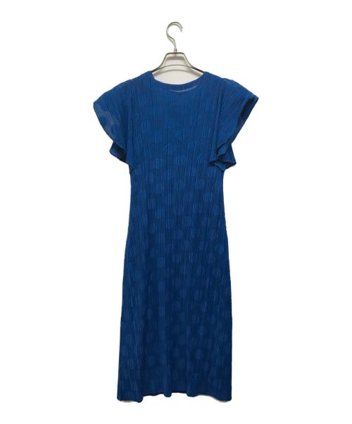 PLEATS PLEASE（プリーツプリーズ）PLEATS PLEASE (プリーツプリーズ) デザインドットワンピース ブルー サイズ:3の古着・服飾アイテム