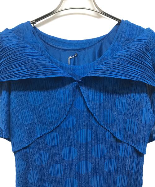 PLEATS PLEASE（プリーツプリーズ）PLEATS PLEASE (プリーツプリーズ) デザインドットワンピース ブルー サイズ:3の古着・服飾アイテム
