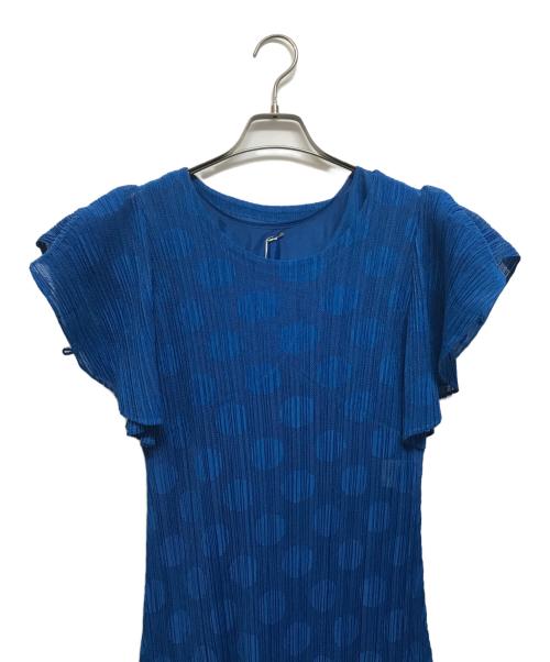 PLEATS PLEASE（プリーツプリーズ）PLEATS PLEASE (プリーツプリーズ) デザインドットワンピース ブルー サイズ:3の古着・服飾アイテム