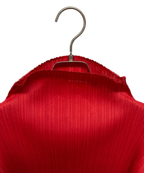PLEATS PLEASE（プリーツプリーズ）PLEATS PLEASE (プリーツプリーズ) ボトルネック ドルマンスリーブ変形カットソー レッド サイズ:3の古着・服飾アイテム