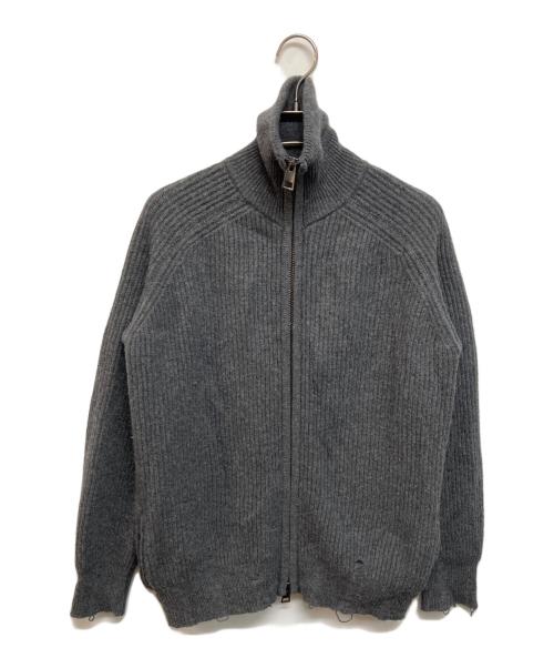ATOMOFACTORY（アトモファクトリー）ATOMOFACTORY (アトモファクトリー) ダメージジップアップカーディガン グレー サイズ:Mの古着・服飾アイテム