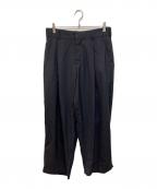 KOLORカラー）の古着「トロピカルウール タック トラウザーパンツ」｜ネイビー