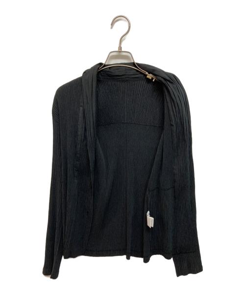 ISSEY MIYAKE FETE（イッセイミヤケフェット）ISSEY MIYAKE FETE (イッセイミヤケフェット) ショールカラープリーツカーディガン ブラック サイズ:3の古着・服飾アイテム