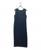 PLEATS PLEASEプリーツプリーズ）の古着「デニム転写ノースリーブワンピース」｜インディゴ