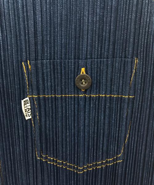 PLEATS PLEASE（プリーツプリーズ）PLEATS PLEASE (プリーツプリーズ) デニム転写ノースリーブワンピース インディゴ サイズ:3の古着・服飾アイテム