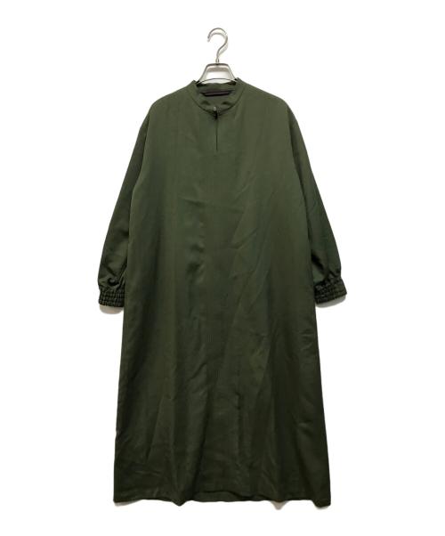 GRANDMA MAMA DAUGHTER（グランマママドーター）GRANDMA MAMA DAUGHTER (グランマママドーター) フロントステッチウールワンピース オリーブの古着・服飾アイテム