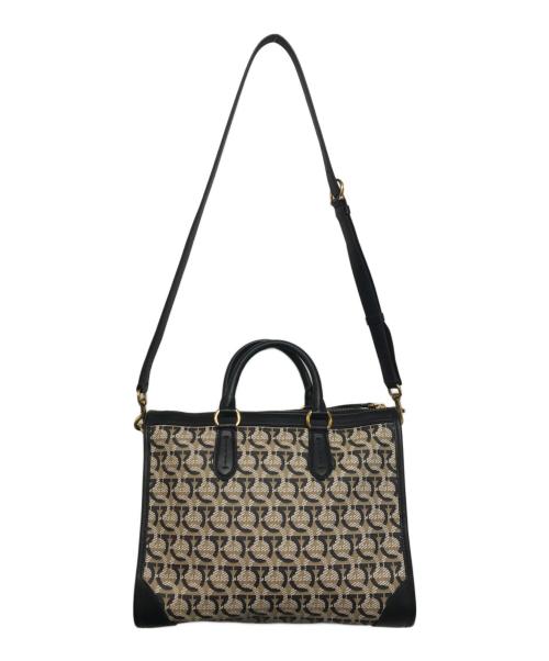 Salvatore Ferragamo（サルヴァトーレ フェラガモ）Salvatore Ferragamo (サルヴァトーレ フェラガモ) ガンチーニコレクション2wayバッグ ブラック×ベージュの古着・服飾アイテム