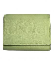 GUCCI（グッチ）の古着「エンボスロゴミニウォレットコンパクト」｜ライトグリーン