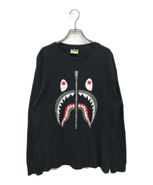 A BATHING APE（ア ベイシング エイプ）A BATHING APE (ア ベイシング エイプ) SHARK L/S TEE ブラック サイズ:XLの古着・服飾アイテム