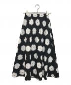Kate Spadeケイトスペード）の古着「ポンポンフローラルスカート」｜ホワイト×ブラック