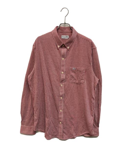 LACOSTE（ラコステ）LACOSTE (ラコステ) ストライプジャージシャツ レッド サイズ:ML 未使用品の古着・服飾アイテム