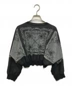 TAO COMME des GARCONSタオ コムデギャルソン）の古着「レース切替ジャガードニット」｜シルバー×ブラック