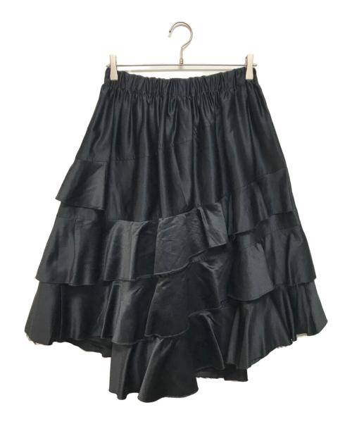 BLACK COMME des GARCONS（ブラックコムデギャルソン）BLACK COMME des GARCONS (ブラックコムデギャルソン) カットオフティアードロングスカート ブラック サイズ:Sの古着・服飾アイテム