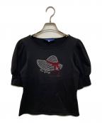 M'S GRACYエムズグレイシー）の古着「帽子モチーフホットフィックス カットソー」｜ブラック