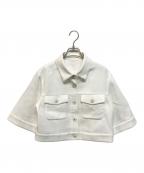ANAYIアナイ）の古着「ドビーツイードハーフスリーブブルゾン」｜ホワイト
