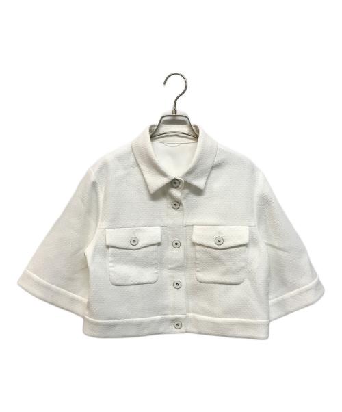 ANAYI（アナイ）ANAYI (アナイ) ドビーツイードハーフスリーブブルゾン ホワイト サイズ:Sの古着・服飾アイテム
