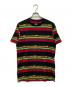 stussy（ステューシー）の古着「ラスタカラーボーダーTシャツ」｜ブラック