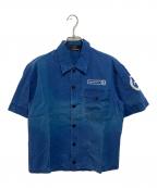 STONE ISLANDストーンアイランド）の古着「00sガーメントダイ半袖シャツ」｜ブルー