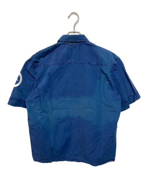 STONE ISLAND（ストーンアイランド）STONE ISLAND (ストーンアイランド) 00sガーメントダイ半袖シャツ ブルー サイズ:Mの古着・服飾アイテム
