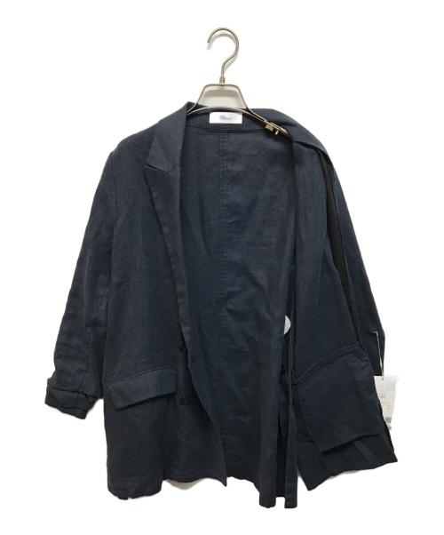 boutique ordinary（ブティークオーディナリー）BOUTIQUE ORDINARY (ブティークオーディナリー) シュシュスリーブダブルジャケット ネイビー サイズ:1 未使用品の古着・服飾アイテム