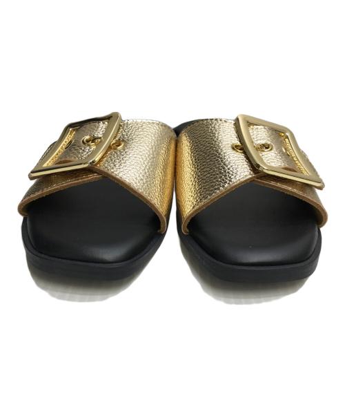 vinilo（ヴィニーロ）VINILO (ヴィニーロ) バックル サンダル ゴールド×ブラック サイズ:38の古着・服飾アイテム
