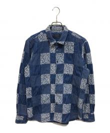 SOPHNET.（ソフネット）の古着「INDIGO PATCH WORK REGULAR COLLAR SHIRT」｜インディゴ