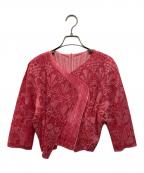 PLEATS PLEASEプリーツプリーズ）の古着「総柄アンサンブルプリーツカーディガン」｜ピンク