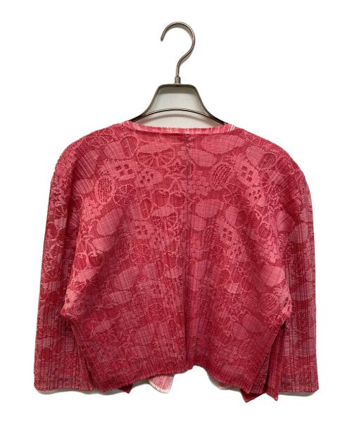 PLEATS PLEASE（プリーツプリーズ）PLEATS PLEASE (プリーツプリーズ) 総柄アンサンブルプリーツカーディガン ピンク サイズ:3の古着・服飾アイテム