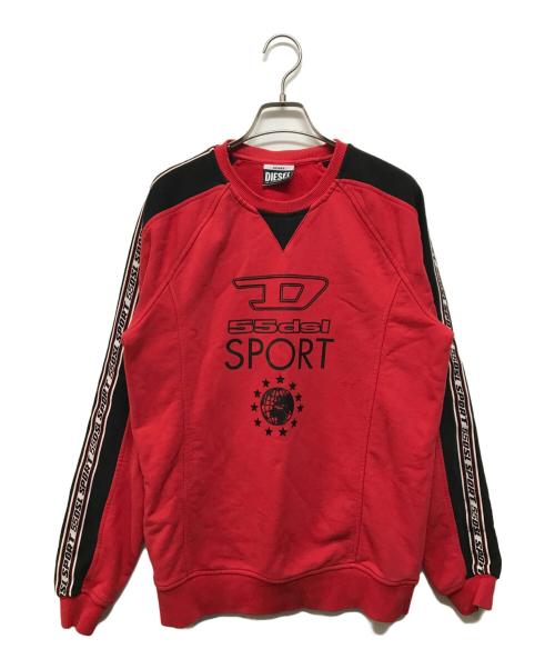 DIESEL SPORT（ディーゼルスポーツ）DIESEL SPORT (ディーゼルスポーツ) ロゴプリントスウェット レッド サイズ:SIZE Sの古着・服飾アイテム