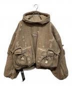PERSONSOULパーソンソウル）の古着「Cotton Armor Tactical Destruction Hooded Sweatshirt」｜ブラウン