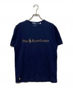 BEAMS×POLO RALPH LAURENビームス×ポロ・ラルフローレン）の古着「別注ゴールドロゴプリントTシャツ」｜ネイビー